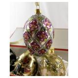 Set of 4 Decorative Glass Egg Ornaments with Gift Box