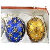 Set of 4 Joan Rivers Classic Collection Glass Holiday Ornaments in Box
