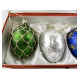 Set of 4 Joan Rivers Classic Collection Glass Holiday Ornaments in Box