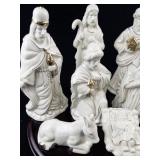 Crown Accents Porcelain Nativity Scene Set with Gold Trim
