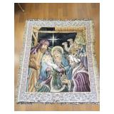 First Christmas Tapestry Woven Throw Blanket 60" x 50" USA Made