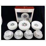 Clearly Glassware Holiday Dinnerware Set with Holly Pattern