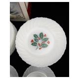 Clearly Glassware Holiday Dinnerware Set with Holly Pattern