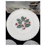 Clearly Glassware Holiday Dinnerware Set with Holly Pattern