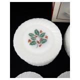 Clearly Glassware Holiday Dinnerware Set with Holly Pattern