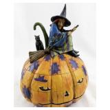 Jim Shore Heartwood Creek Witch and Cat on Pumpkin Figurine