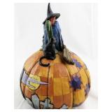 Jim Shore Heartwood Creek Witch and Cat on Pumpkin Figurine