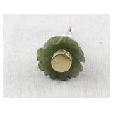 14K Gold and Jade Christmas Tree Pendant with Pearl Accent