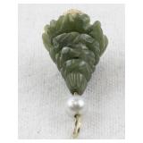 14K Gold and Jade Christmas Tree Pendant with Pearl Accent