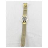 Gold Tone Holiday Wristwatch with Glitter Strap and Tree Dial -Working