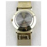 Gold Tone Holiday Wristwatch with Glitter Strap and Tree Dial -Working