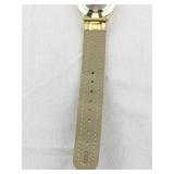 Gold Tone Holiday Wristwatch with Glitter Strap and Tree Dial -Working