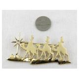 Gold Tone Three Wise Men Brooch with Star and Camels