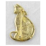Vintage Cat Brooch with Enamel and Festive Bow