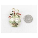 Vintage Holiday Ornament Pin with Green and Red Accents