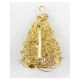 Vintage Gold Tone Christmas Tree Brooch with Colored Rhinestones