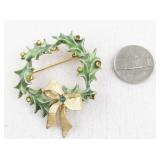 Vintage Holiday Wreath Brooch and Bow