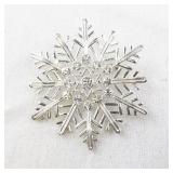 Silver-Tone Snowflake Brooch with Rhinestones