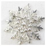 Silver-Tone Snowflake Brooch with Rhinestones