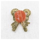 Vintage Candy Cane Enamel Lapel Pin with Bow