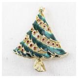 Vintage Enamel Christmas Tree Brooch