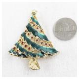Vintage Enamel Christmas Tree Brooch
