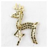 Sparkling Rhinestone Reindeer Holiday Brooch Pin