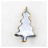Holiday Tree Shaped Enamel Pin with Gold Tone Trim