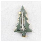 Holiday Tree Shaped Enamel Pin with Gold Tone Trim