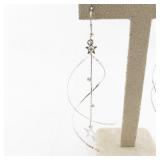 Pair of Silver Spiral Dangle Earrings with Star Accents