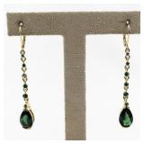 Joan Rivers Gold Tone Drop Earrings with Green Crystal Accents