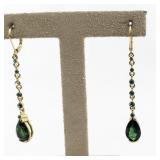 Joan Rivers Gold Tone Drop Earrings with Green Crystal Accents
