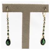 Joan Rivers Gold Tone Drop Earrings with Green Crystal Accents