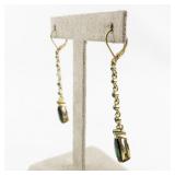 Joan Rivers Gold Tone Drop Earrings with Green Crystal Accents