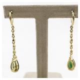Joan Rivers Gold Tone Drop Earrings with Green Crystal Accents