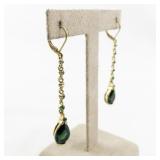 Joan Rivers Gold Tone Drop Earrings with Green Crystal Accents