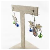 Reindeer Holiday Dangle Earrings with Bells