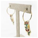 Festive Joy Hoop Earrings with Red and Green Enamel Charms