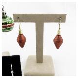 Set of 3 Pairs Holiday Ornament Earrings with Glitter Finish