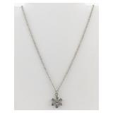 Silver-Tone Necklace with Blue Stone Snowflake Pendant