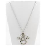 Silver Tone Snowman Pendant Necklace with Chain