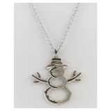 Silver Tone Snowman Pendant Necklace with Chain