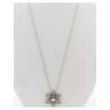 Silver-Tone Snowflake Pendant Necklace with Clear Rhinestones