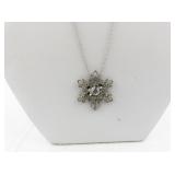 Silver-Tone Snowflake Pendant Necklace with Clear Rhinestones