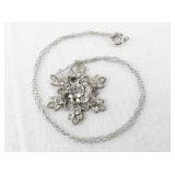 Silver-Tone Snowflake Pendant Necklace with Clear Rhinestones