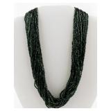 Multi-Strand Dark Green Seed Bead Necklace
