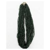 Multi-Strand Dark Green Seed Bead Necklace