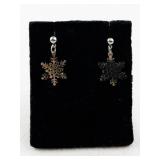 Pair of Silver-Tone Snowflake Dangle Earrings