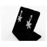 Pair of Silver-Tone Snowflake Dangle Earrings