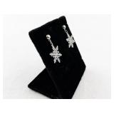 Pair of Silver-Tone Snowflake Dangle Earrings